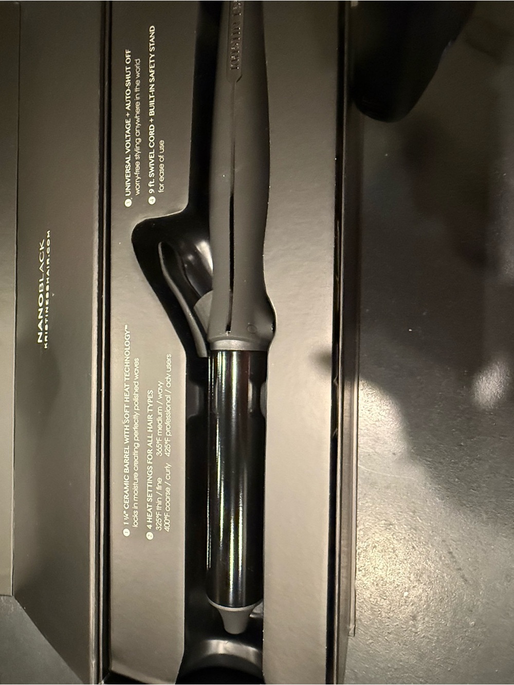 Kristen Ess 1 and 1/4" inch barrel NANO Black Ceramic Curling Wand by